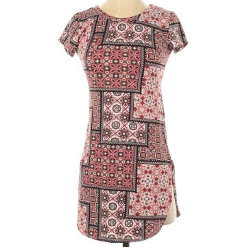 Bandana printed dress with side slits